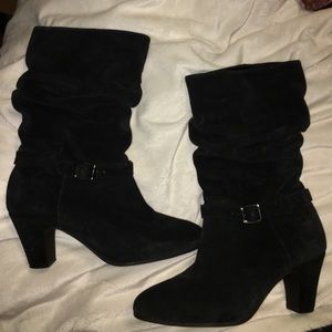 Leather suede slouchy mid rise boot by Alex Marie